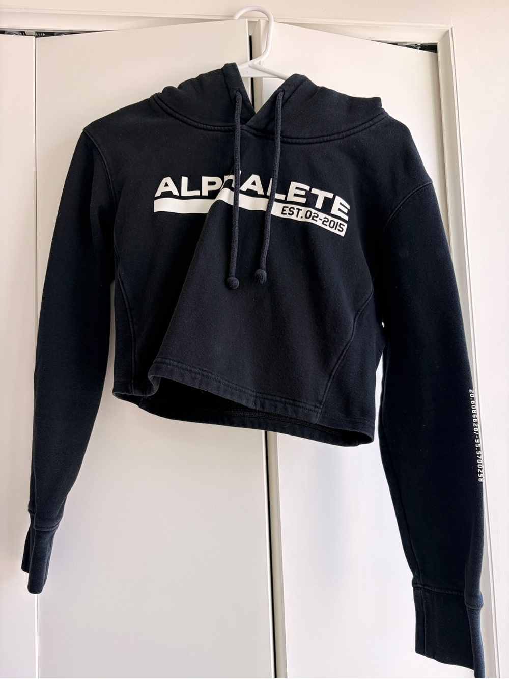 Alphalete Black Hoodie with White Logo Tag